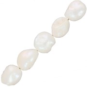Perles d'eau douce Keshi - perles baroques irrégulières 11 mm - Blanc nacré x6