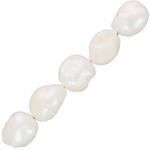 Perles d'eau douce Keshi - perles baroques irrégulières 11 mm - Blanc nacré x6