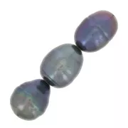 Perles d'eau douce olives irrégulières 8x7 mm - Noir nacré x6