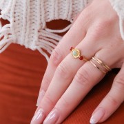 Bague 3 sertis pour cabochon 3mm et 4mm Taille 48 - Argent 925 Doré à l'or fin x1