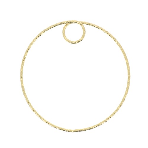 Pendentif cercle diamanté 35 mm en Argent 925 Doré à l'or fin x1