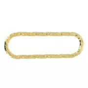 Intercalaire rectangle arrondi diamanté 16x5 mm en Argent 925 Doré à l'or fin x1