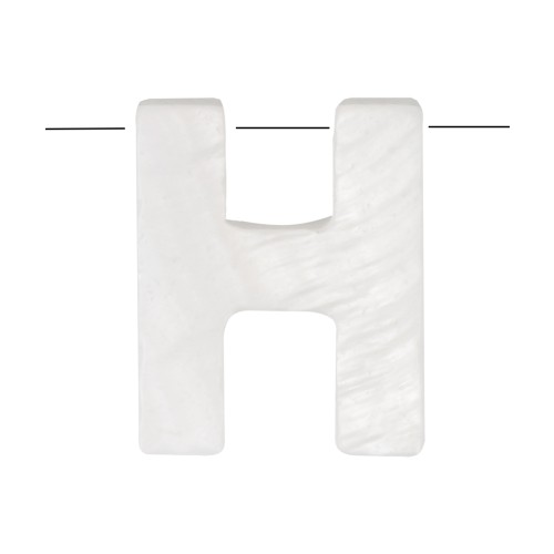 Perle lettre alphabet en nacre 10x8 mm - H x1