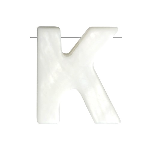 Perle lettre alphabet en nacre 10x8.5 mm - K x1