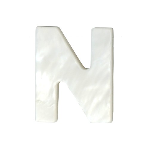 Perle lettre alphabet en nacre 9.5x8 mm - N x1