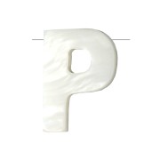 Perle lettre alphabet en nacre 9x8 mm - P x1