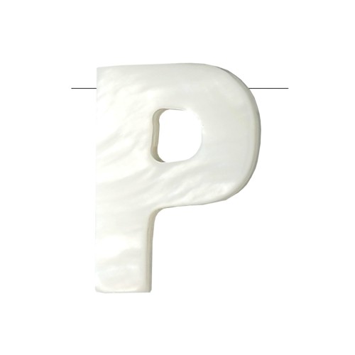 Perle lettre alphabet en nacre 9x8 mm - P x1