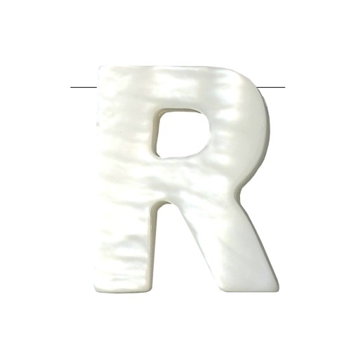 Perle lettre alphabet en nacre 10x8 mm - R x1