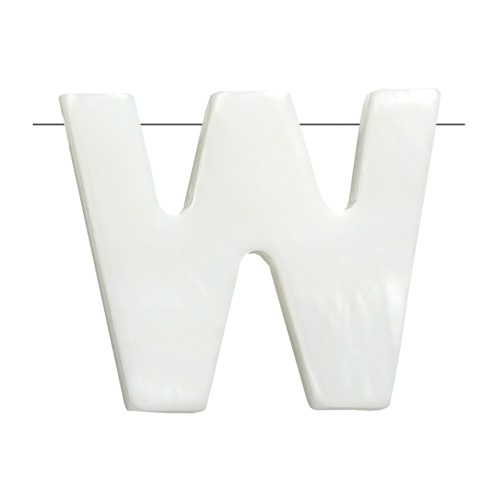 Perle lettre alphabet en nacre 10x11.5 mm - W x1