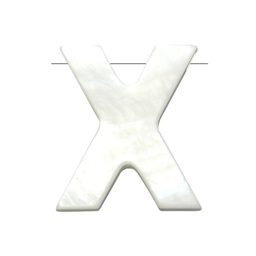 Perle lettre alphabet en nacre 10x9 mm - X x1