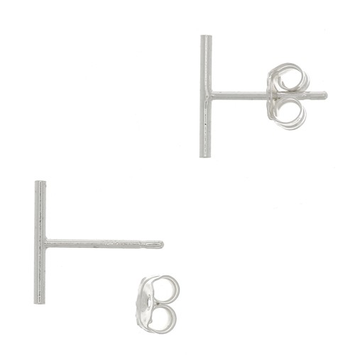 Puces d'oreilles barre fine 10 mm en Argent 925 x2