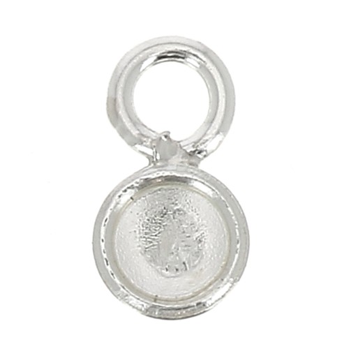 Mini serti pendentif rond pour cabochon fond plat 4 mm - Argent 925 x1