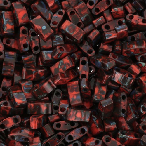 Miyuki Half Tila Beads 5x2.3x1.9mm HTL-4520 - Opaque Orange Picasso x10g