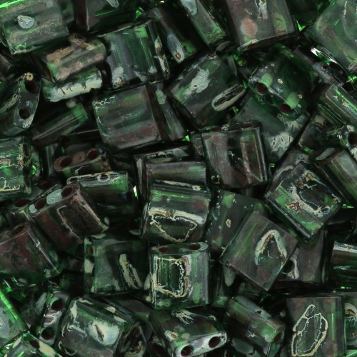 Miyuki Tila Beads 5x5x1.9 mm TL-4507 - Transparent Green Picasso x10g