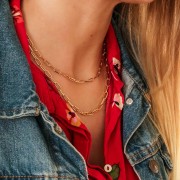 Tour de cou maille rectangle limée 3.65 mm - Plaqué Or 3 microns x43 cm