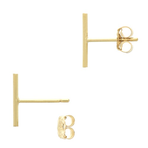 Boucles d'oreilles barre forme T 10 mm en Gold filled (or laminé) x2
