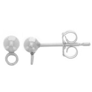 Clous d'oreilles boule 3 mm avec anneau fermé perpendiculaire - Argent 925 x2|raw }}