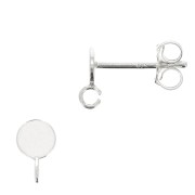 Clous d'oreilles rond pour cabochon 4 mm avec anneau ouvert - Argent 925 x2