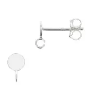 Clous d'oreilles rond pour cabochon 4 mm avec anneau ouvert - Argent 925 x2