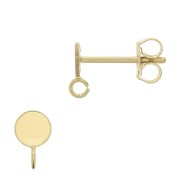 Clous d'oreilles rond pour cabochon 4 mm avec anneau ouvert - Gold filled (or laminé) x2