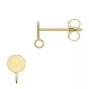 Clous d'oreilles rond pour cabochon 4 mm avec anneau ouvert - Gold filled (or laminé)  x2