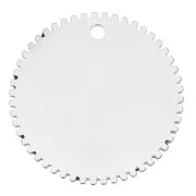 Pendentif rond dentelé 20 mm à graver - Acier inoxydable x1