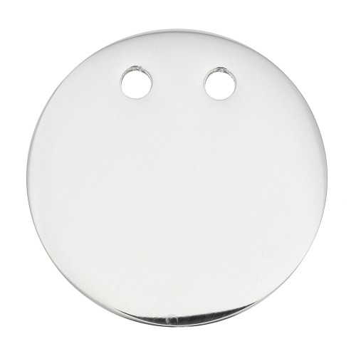 Pendentif rond double trou à graver 21 mm - Acier inoxydable x1