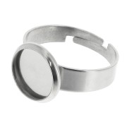 Bague serti réglable pour cabochon fond plat 10 mm - Acier inoxydable 304 x1