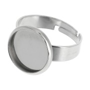 Bague serti réglable pour cabochon fond plat 12 mm en Acier inoxydable x1|raw }}