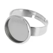Bague serti réglable pour cabochon fond plat 12 mm en Acier inoxydable x1