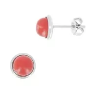 Clous d'oreilles pour cabochon fond plat 6 mm - Acier inoxydable x2