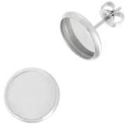 Clous d'oreilles pour cabochon fond plat 10 mm - Acier inoxydable x2