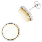 Clous d'oreilles pour cabochon fond plat 10 mm - Acier inoxydable x2