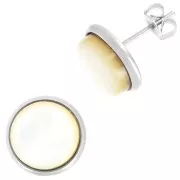Clous d'oreilles pour cabochon fond plat 10 mm - Acier inoxydable x2