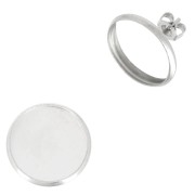 Clous d'oreilles pour cabochon fond plat 14 mm - Acier inoxydable x2|raw }}