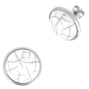 Clous d'oreilles pour cabochon fond plat 14 mm - Acier inoxydable x2