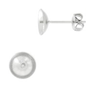 Clous d'oreilles pour perles semi-percées 8 et 10 mm - Acier inoxydable x2
