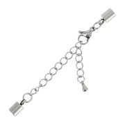 Fermoir mousqueton 10 mm + chainette pour cordon 4 mm - Acier inoxydable 304 x1|raw }}