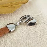 Fermoir mousqueton avec trou 15 mm pour lacet 7 mm - Acier inoxydable x1