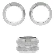 Perle rondelle gros trou diamanté 11x7 mm - Acier inoxydable x1