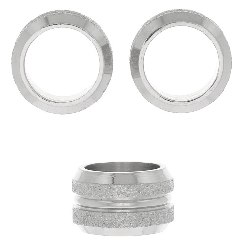 Perle rondelle gros trou diamanté 11x7 mm - Acier inoxydable x1