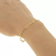 Chaîne maille Rectangle striée 4.3 mm en Acier inoxydable 316L Doré x50cm