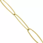 Chaîne maille Rectangle striée 6 mm en Acier inoxydable 316L Doré x50cm