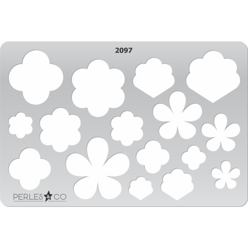 Gabarit rigide pour pâte polymère 152x100 mm motifs Fleurs - Transparent x1