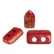 Perles en verre Piros® par Puca® 2x5 mm - Opaque Red Coral Bronze x10g