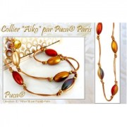 Athos 3D par Puca® cabochon ovale en verre 20x10 mm - Opaque Aqua Gold Splash x1