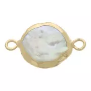 Intercalaire rond 2 anneaux avec perle d'eau douce 18x11 mm - Doré x1