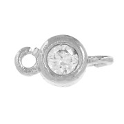 Intercalaire rond avec oxyde de Zirconium 8 mm - Rhodié - Crystal x1