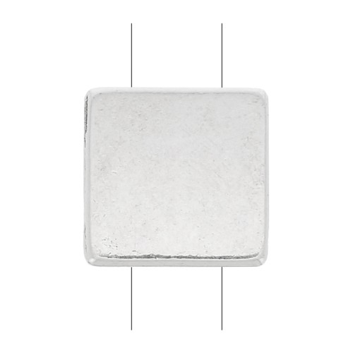 Perle en zamac carrée 8x8 mm - Placage Argent fin vieilli x1