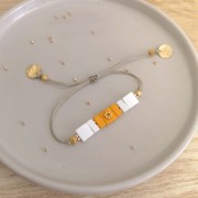 Perle en zamac rectangle 11x8 mm - Doré à l'or fin x1